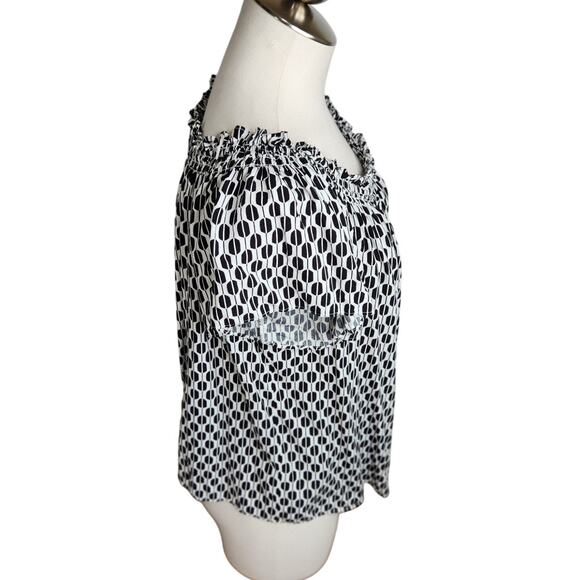Kate Spade Arrow Stripe Off The Shoulder‎ Blouse Women's Medium Black White - Picture 6 of 10